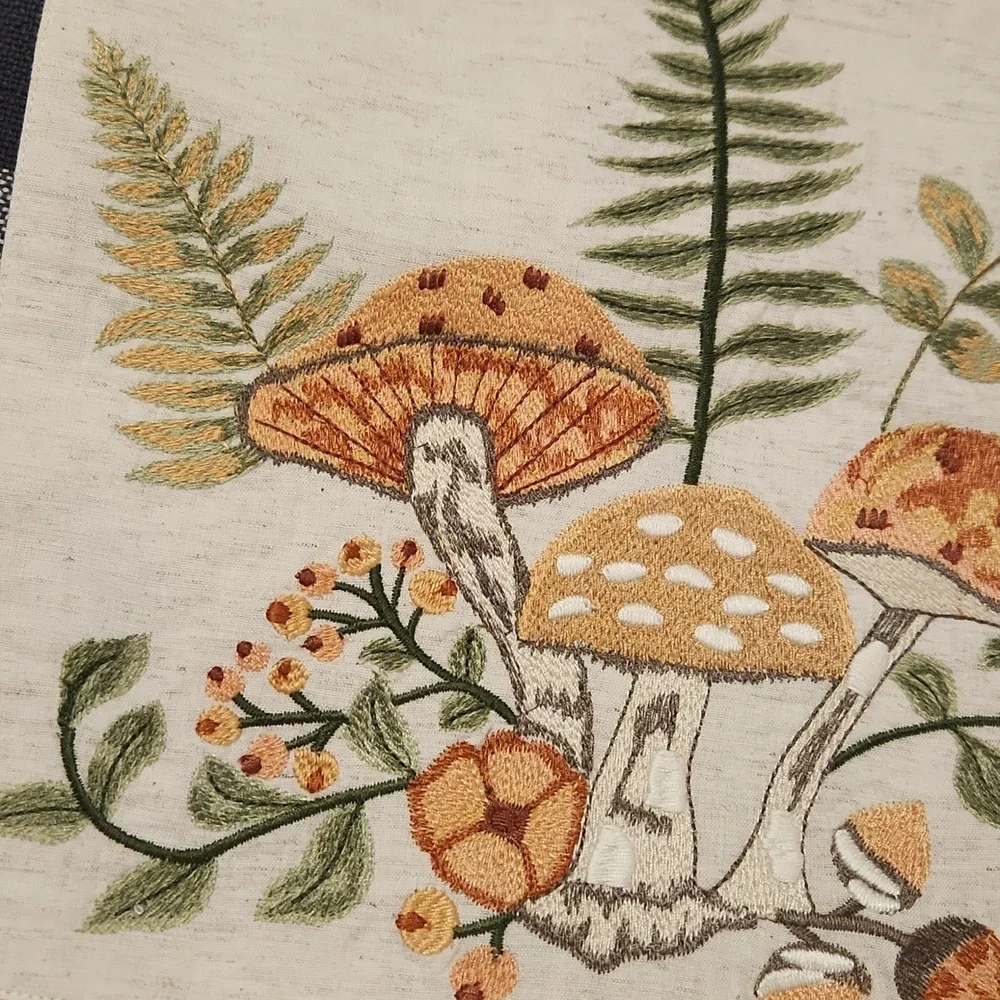 World Market Embroidered Mushroom Table Runner